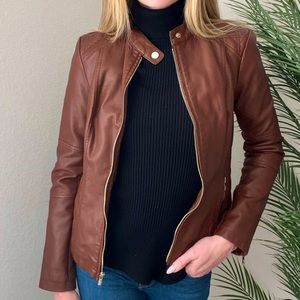 Black Rivet Brown Leather Jacket